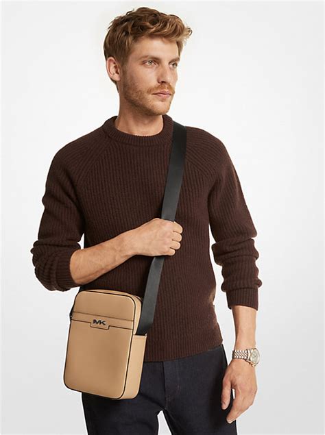 michael kors men's medium crossbody leather cooper flight bag|michael kors black leather handbag.